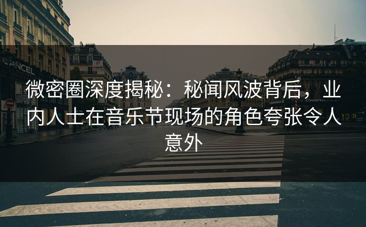 微密圈深度揭秘：秘闻风波背后，业内人士在音乐节现场的角色夸张令人意外