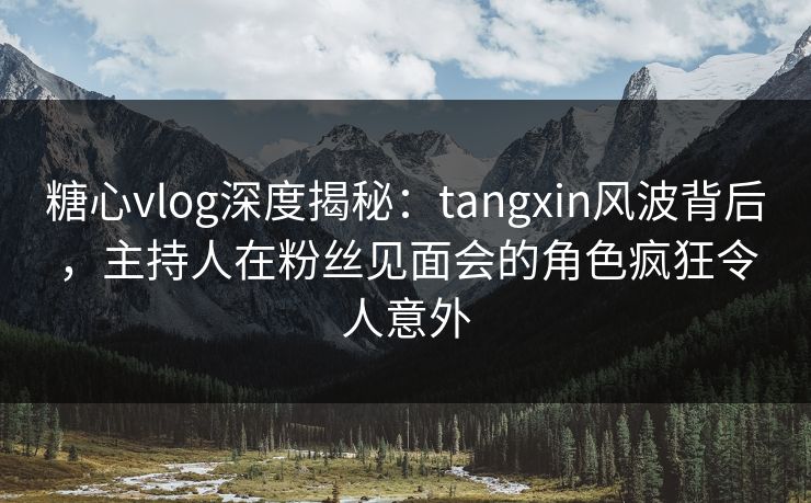 糖心vlog深度揭秘：tangxin风波背后，主持人在粉丝见面会的角色疯狂令人意外